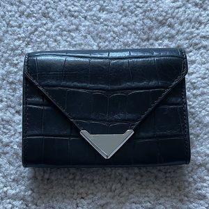 Alexander Wang Small Wallet Black Croc Embossed Leather 4.5”x3.5”